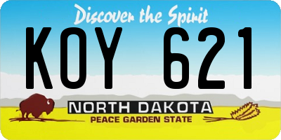 ND license plate KOY621