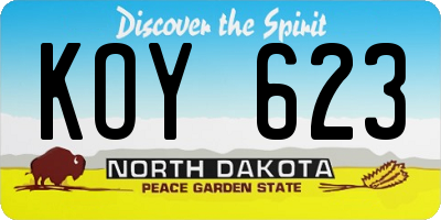 ND license plate KOY623