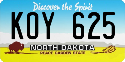 ND license plate KOY625