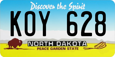 ND license plate KOY628