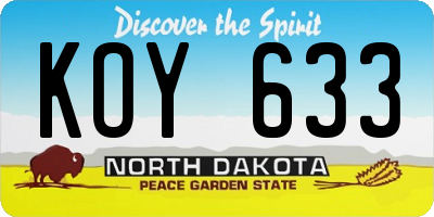 ND license plate KOY633