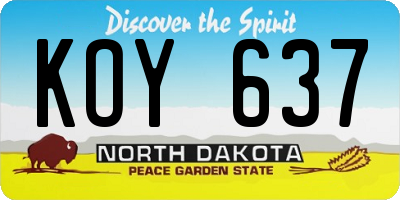 ND license plate KOY637
