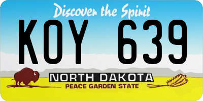 ND license plate KOY639