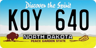 ND license plate KOY640