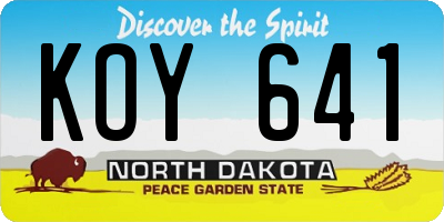 ND license plate KOY641