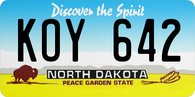 ND license plate KOY642