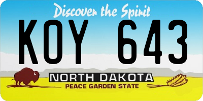 ND license plate KOY643