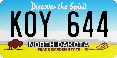 ND license plate KOY644