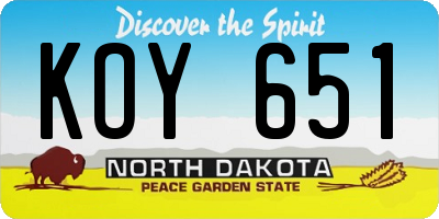 ND license plate KOY651