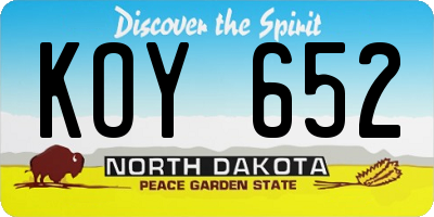ND license plate KOY652