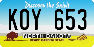 ND license plate KOY653
