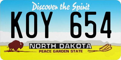 ND license plate KOY654