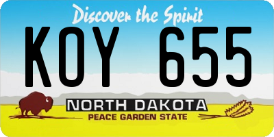 ND license plate KOY655