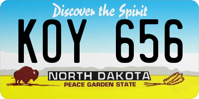 ND license plate KOY656