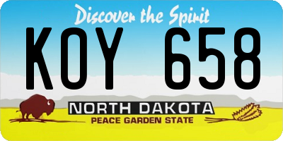 ND license plate KOY658
