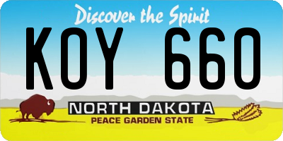 ND license plate KOY660