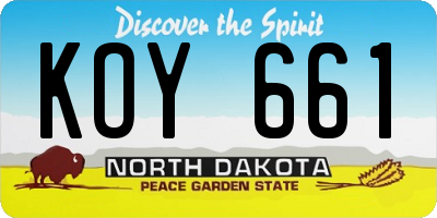ND license plate KOY661