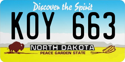ND license plate KOY663