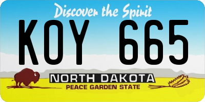 ND license plate KOY665