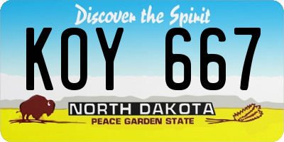 ND license plate KOY667