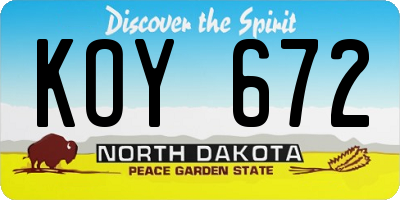 ND license plate KOY672