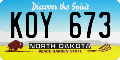 ND license plate KOY673