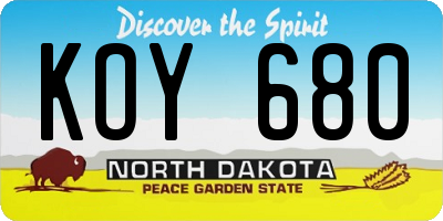 ND license plate KOY680