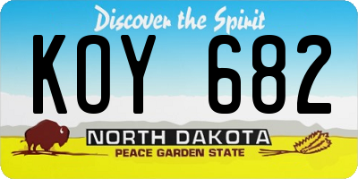 ND license plate KOY682