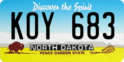 ND license plate KOY683