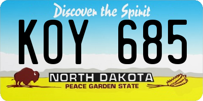 ND license plate KOY685