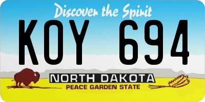 ND license plate KOY694