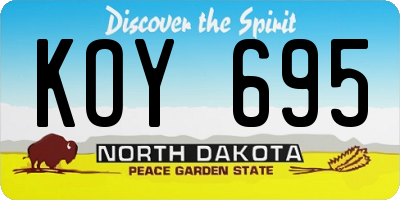 ND license plate KOY695