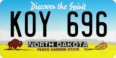 ND license plate KOY696