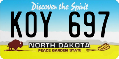 ND license plate KOY697