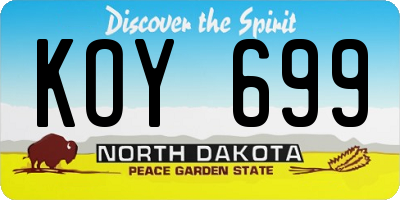 ND license plate KOY699