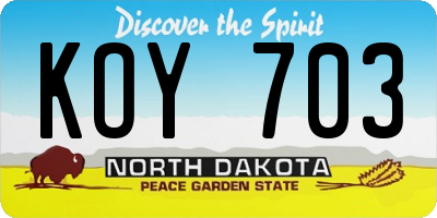 ND license plate KOY703