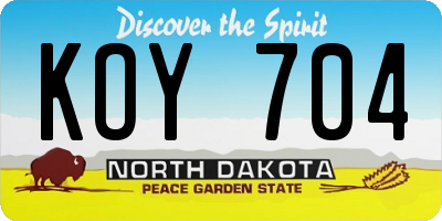 ND license plate KOY704