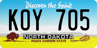 ND license plate KOY705