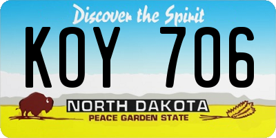 ND license plate KOY706