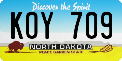 ND license plate KOY709