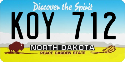 ND license plate KOY712