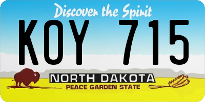 ND license plate KOY715