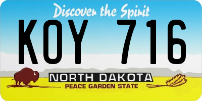 ND license plate KOY716