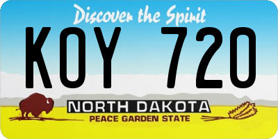 ND license plate KOY720
