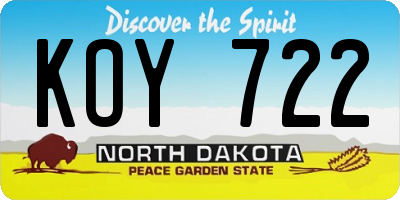 ND license plate KOY722