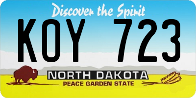 ND license plate KOY723