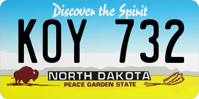 ND license plate KOY732