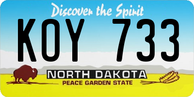 ND license plate KOY733
