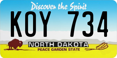 ND license plate KOY734