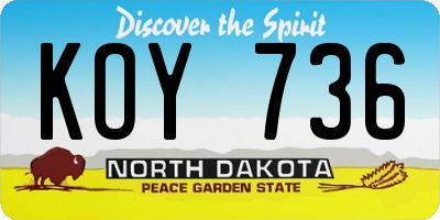ND license plate KOY736